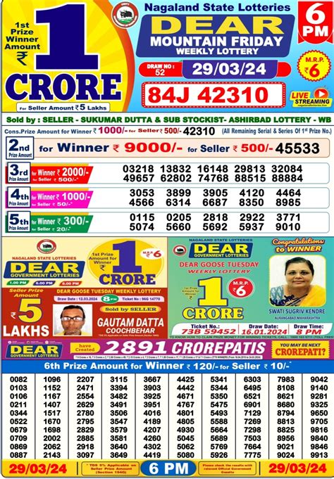 dear mountain friday weekly lottery result